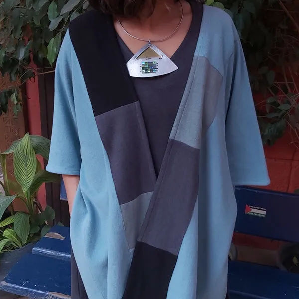 23CW4 Patch-Work Poncho -Free size