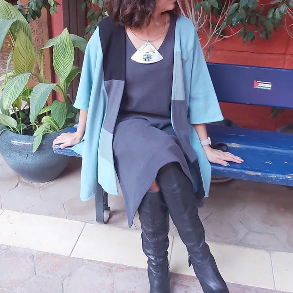 23CW4 Patch-Work Poncho -Free size