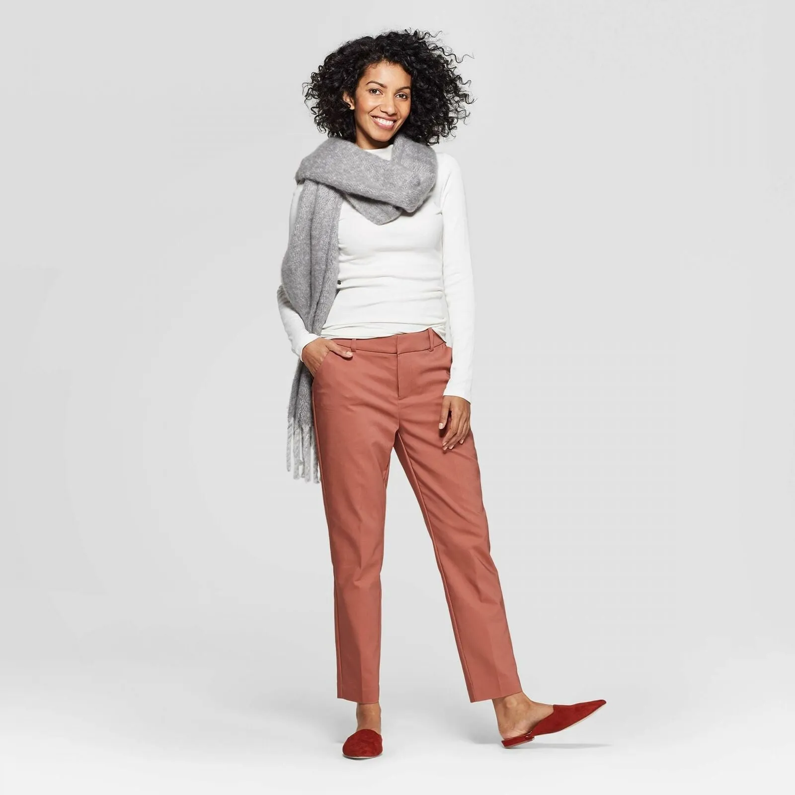 A New Day Women's Mid Rise Straight Leg Slim Ankle Pants