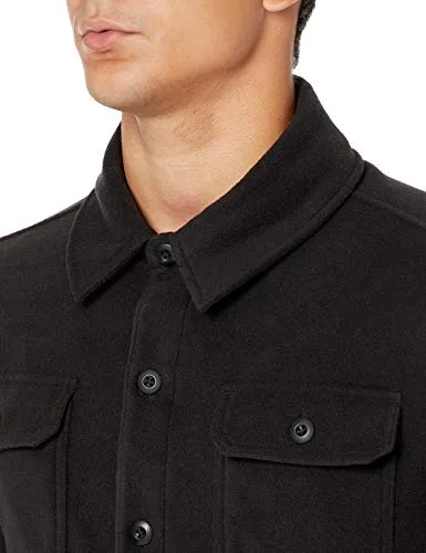 Amazon Essentials Men's Long-Sleeve Polar Fleece Shirt Jacket, Black, X-Small