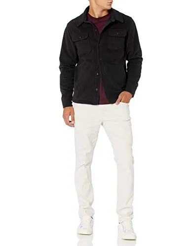Amazon Essentials Men's Long-Sleeve Polar Fleece Shirt Jacket, Black, X-Small