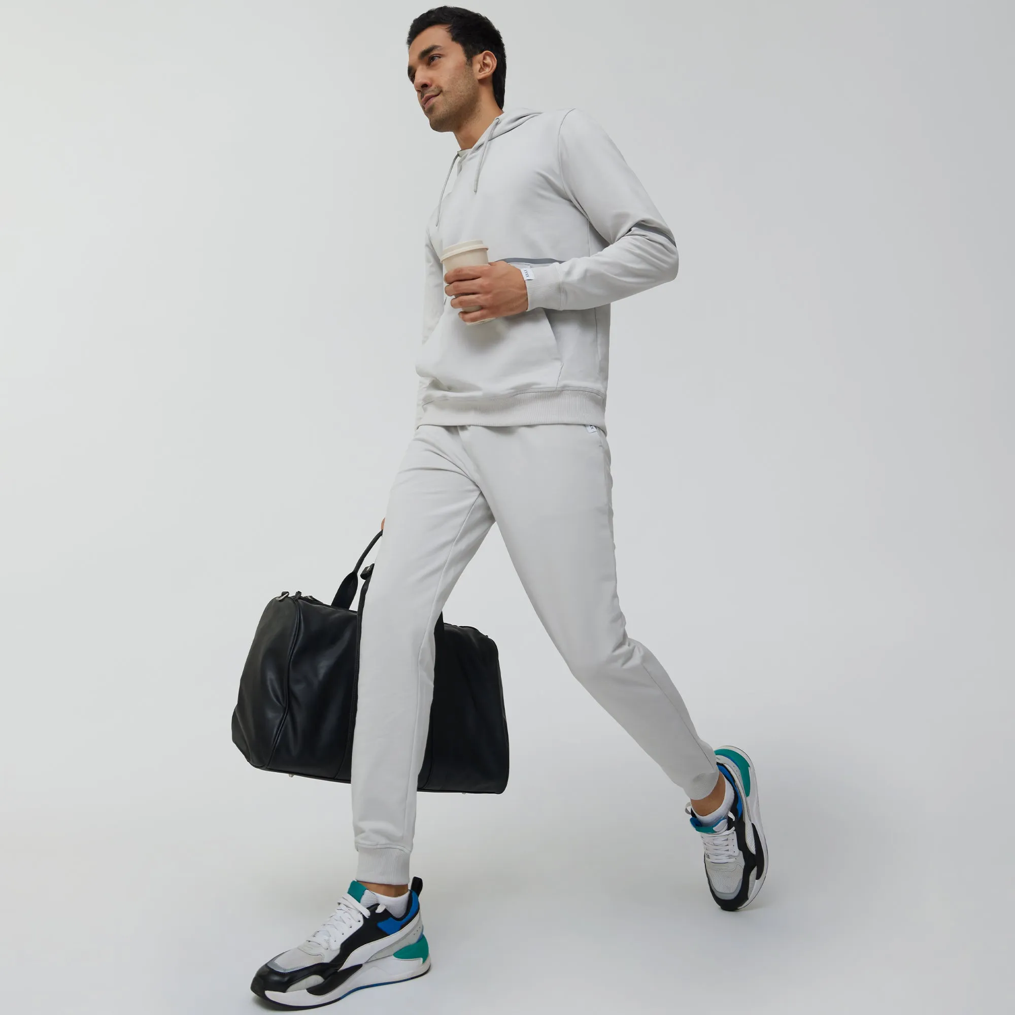 Ascent French Terry Cotton Blend Hoodie and Joggers Co-Ord Chrome White