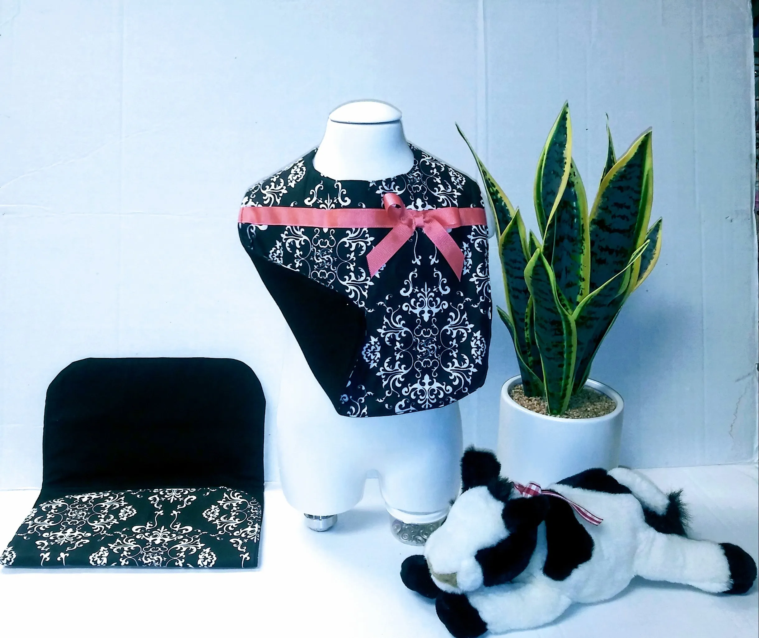 Boutique Style Baby Reversible Bib /w Matching Burp Cloth