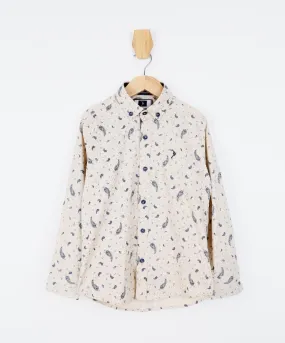 Boys Slim Fit Paisley Smart Casual Shirt - Patterned Beige