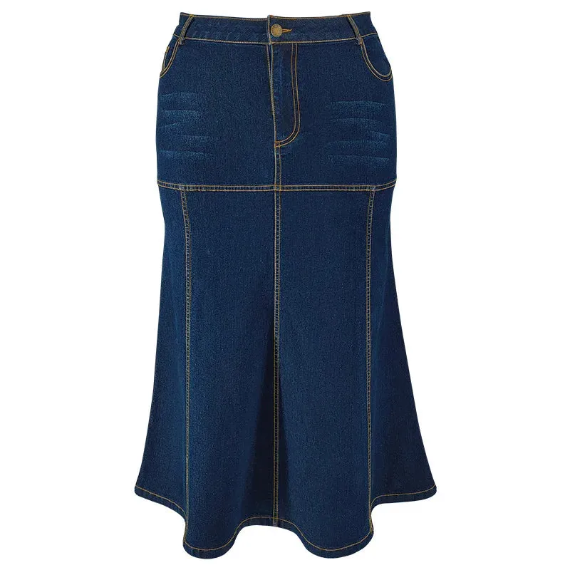 Daijah Washed Retro Pencil Skirt Hip-covering Straight Long Skirt