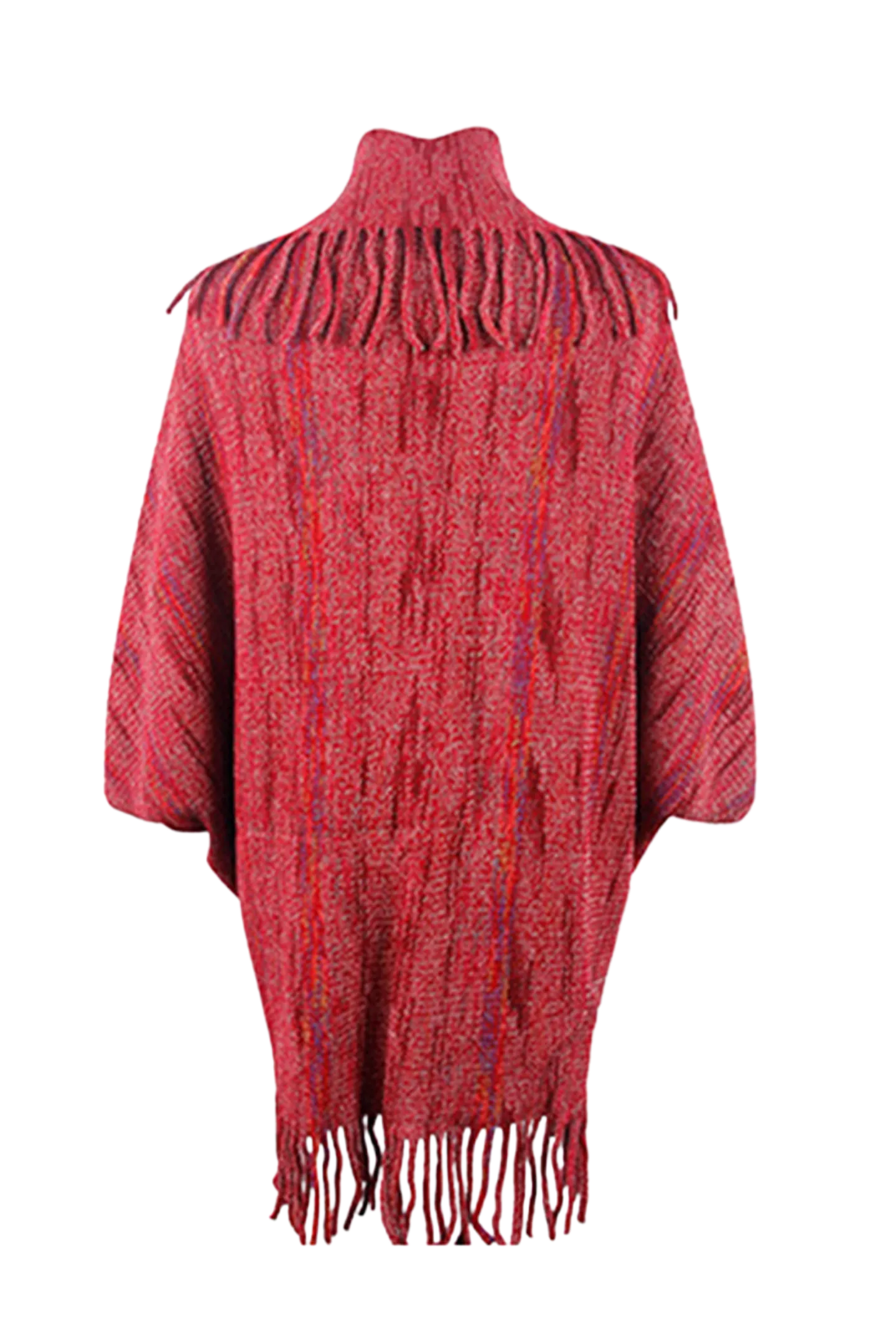 Fringe Detail Printed Poncho