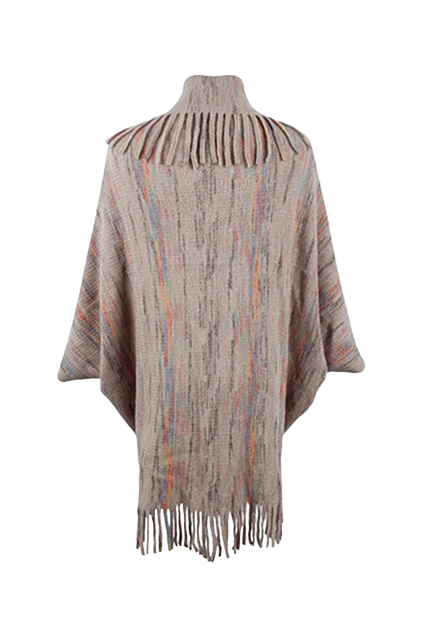 Fringe Detail Printed Poncho