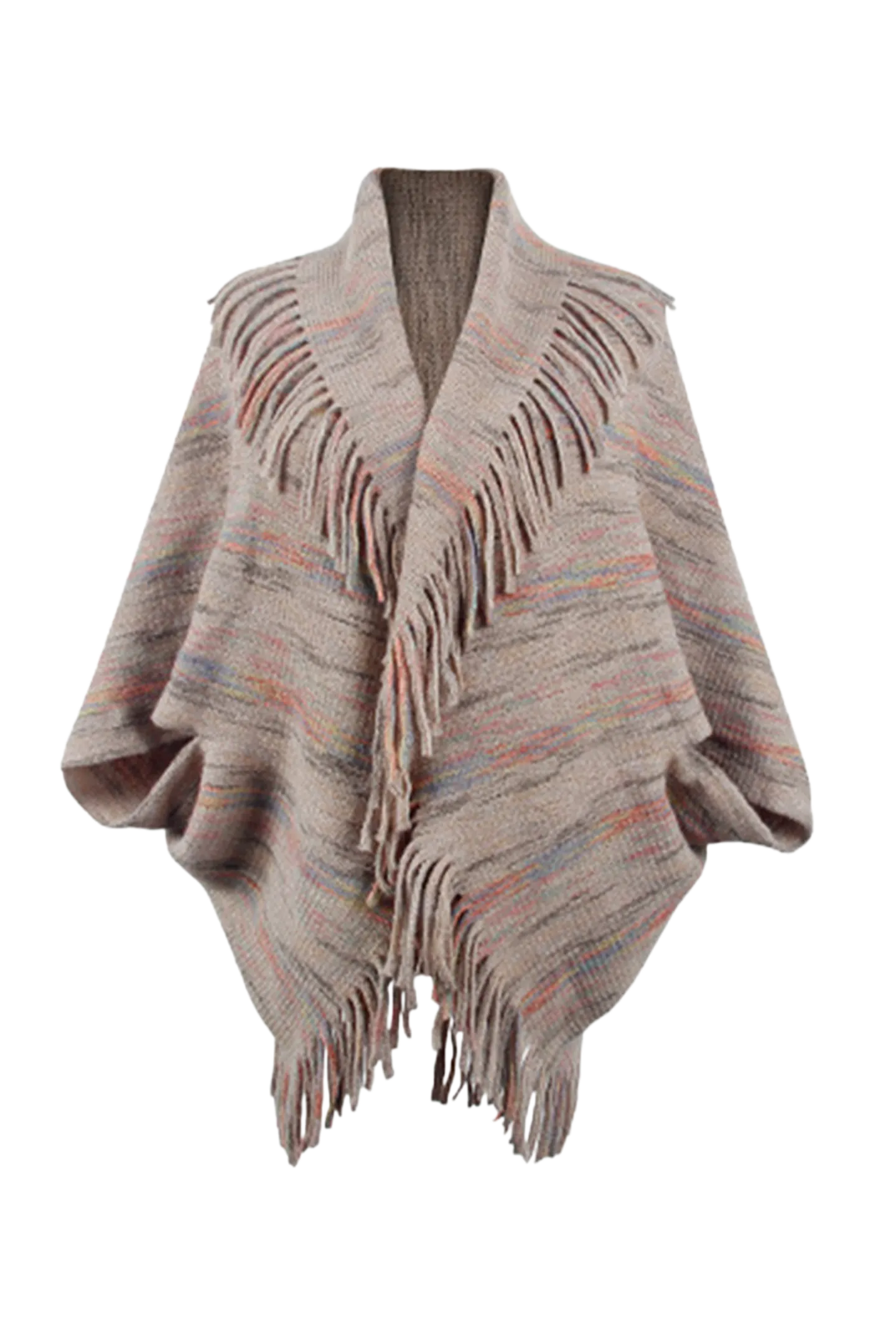 Fringe Detail Printed Poncho