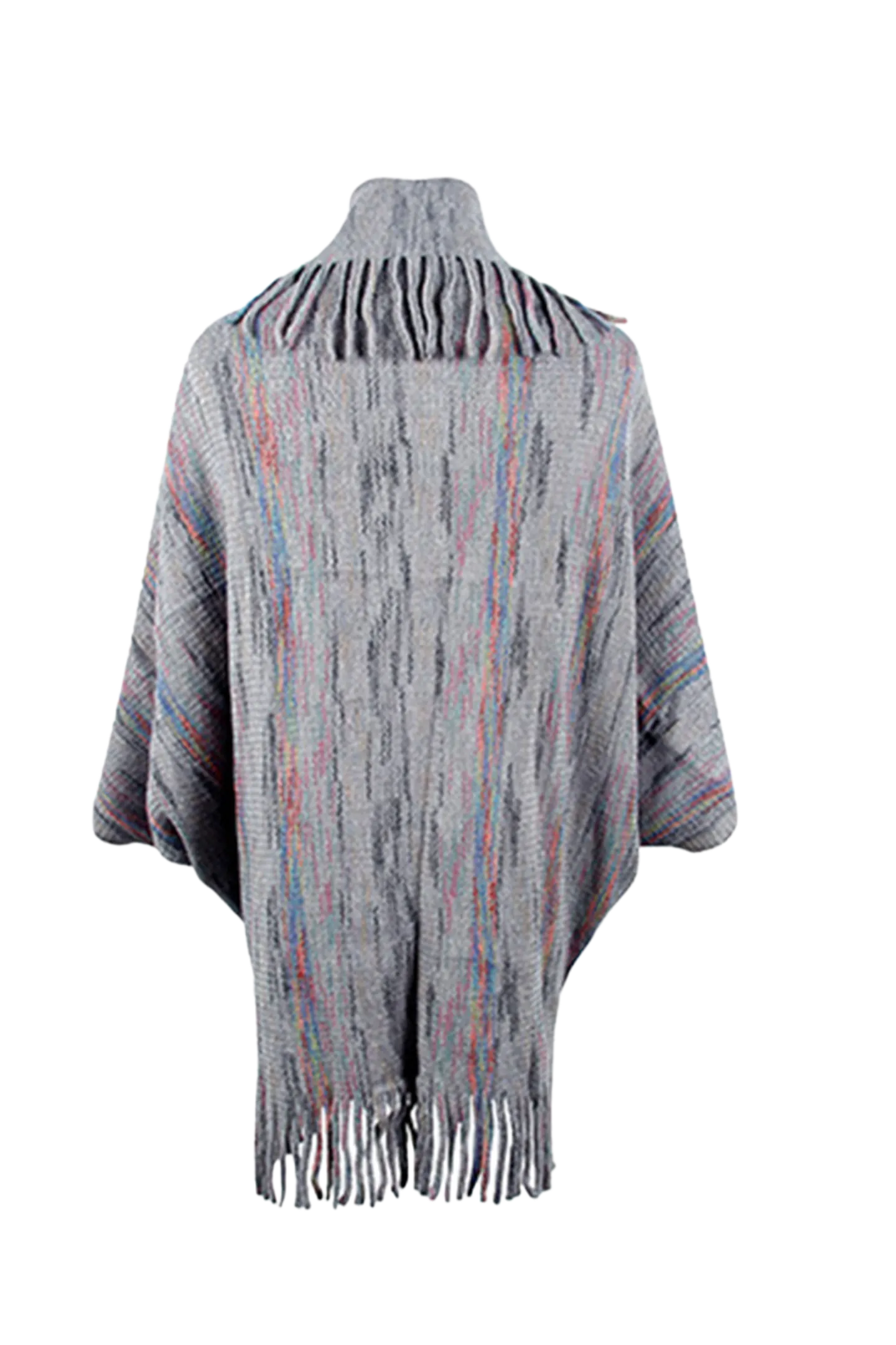 Fringe Detail Printed Poncho