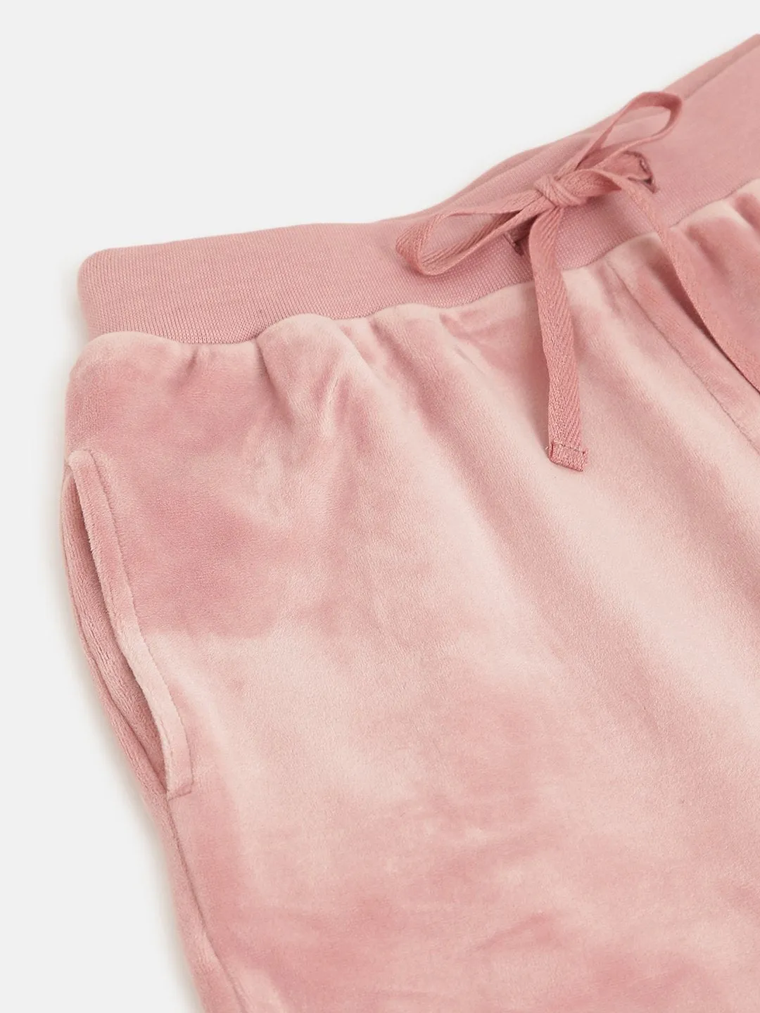 Girls Pink Velour Studded Girl Joggers