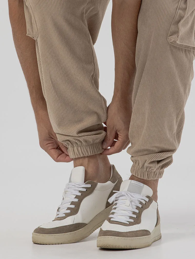 GREG VELVET CARGO PANTS IN BEIGE