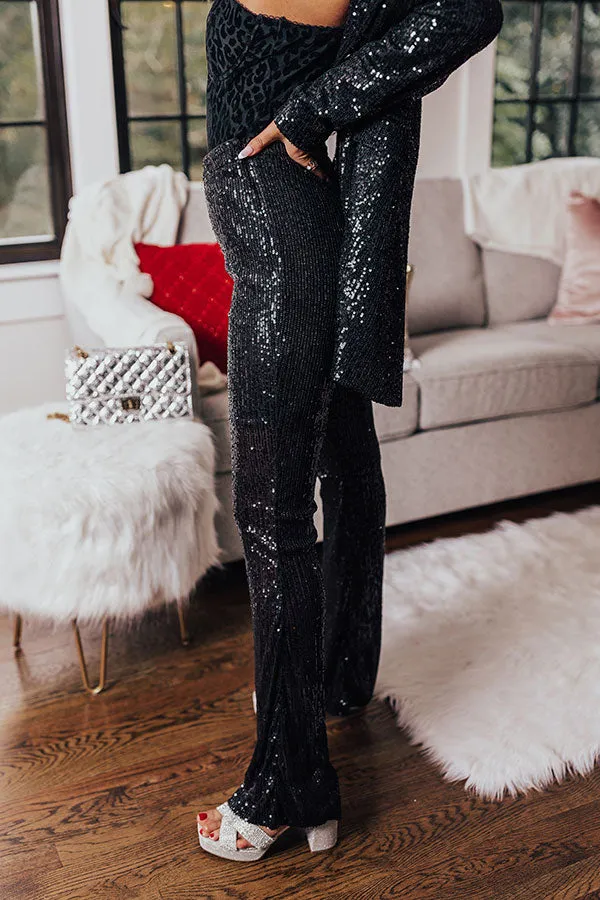 Holiday Shine Sequin Flares In Black