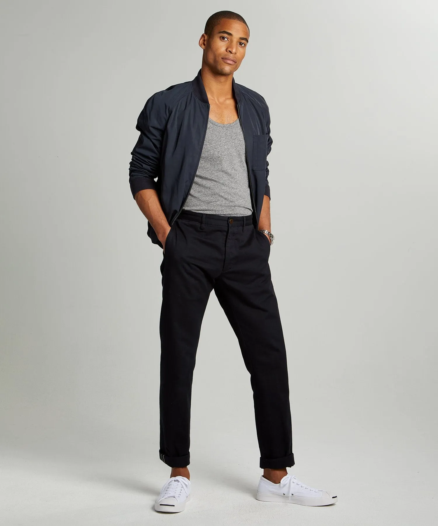 Japanese Garment Dyed Selvedge Chino in Midnight