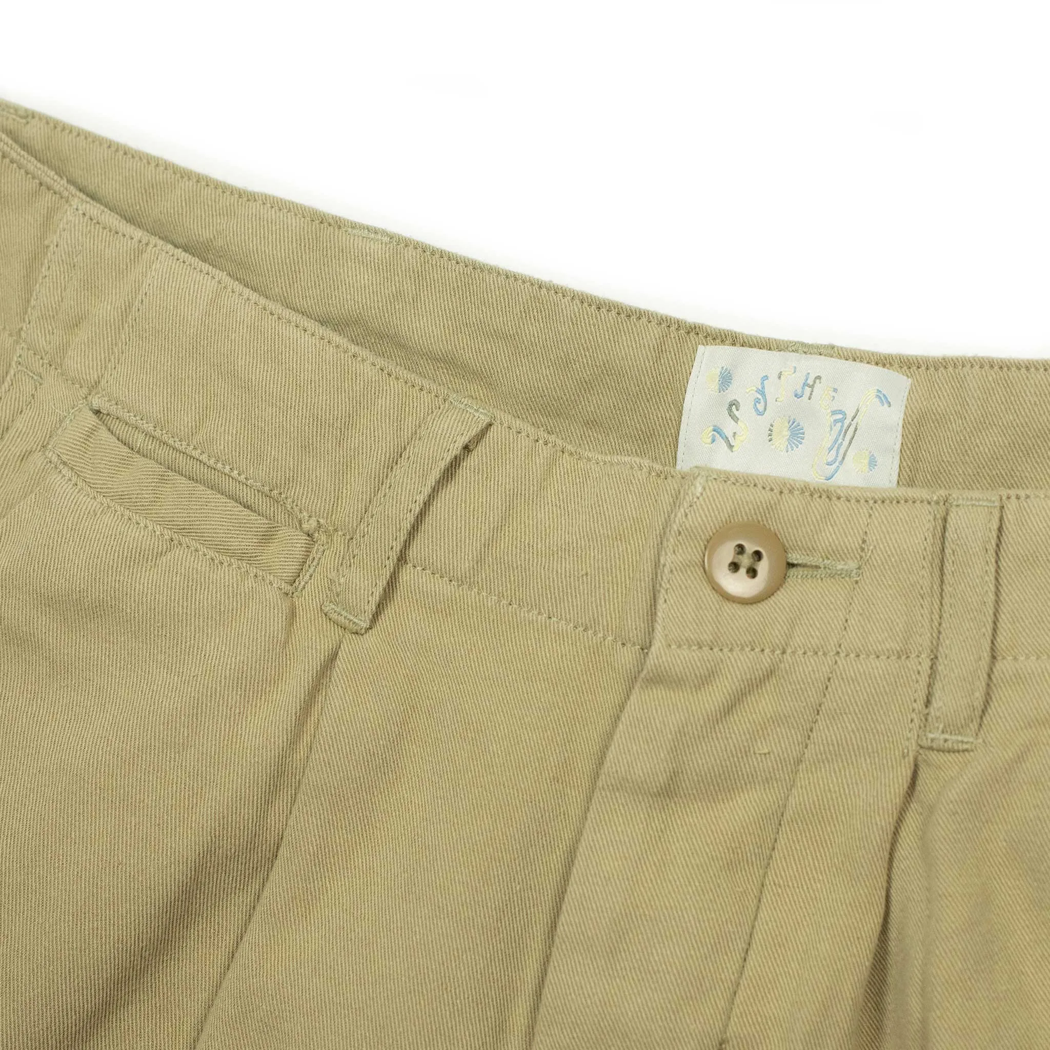 Military chino in camp khaki cotton and linen slub twill (restock)