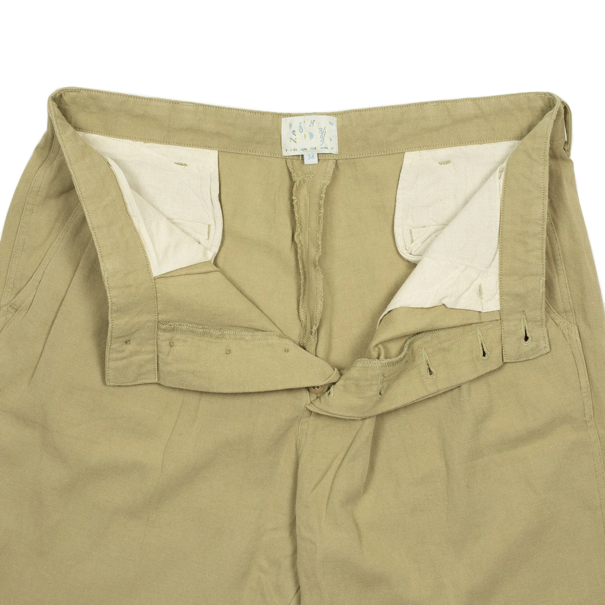 Military chino in camp khaki cotton and linen slub twill (restock)