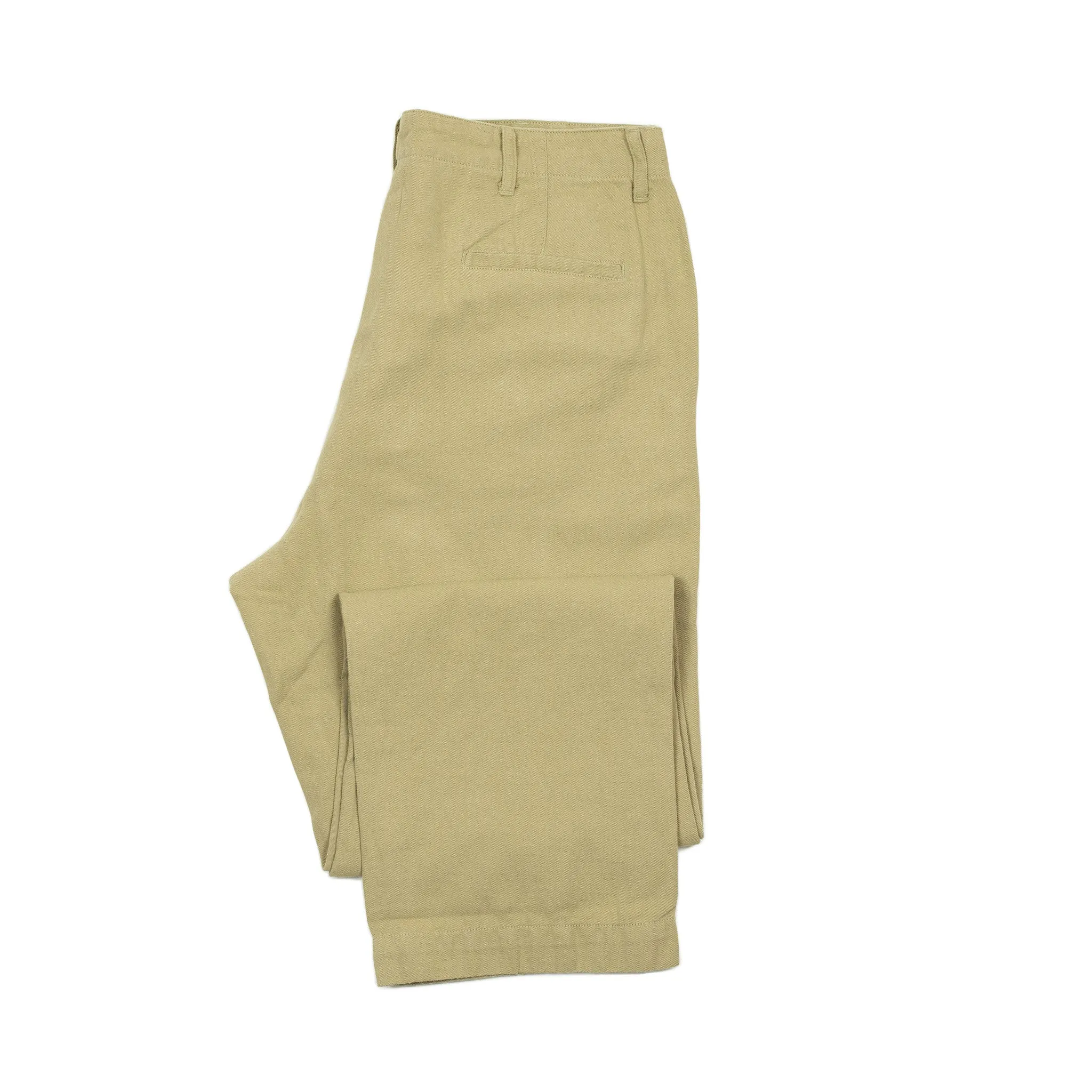 Military chino in camp khaki cotton and linen slub twill (restock)