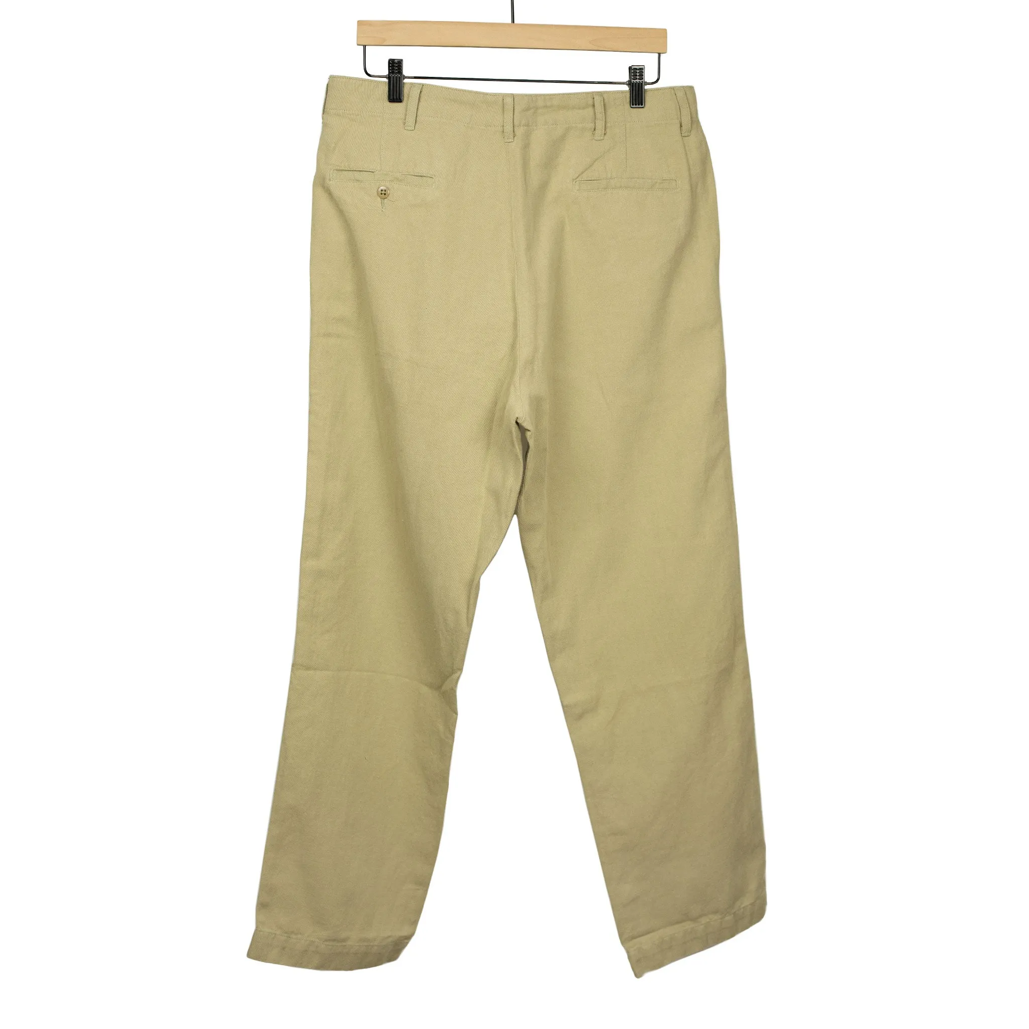 Military chino in camp khaki cotton and linen slub twill (restock)