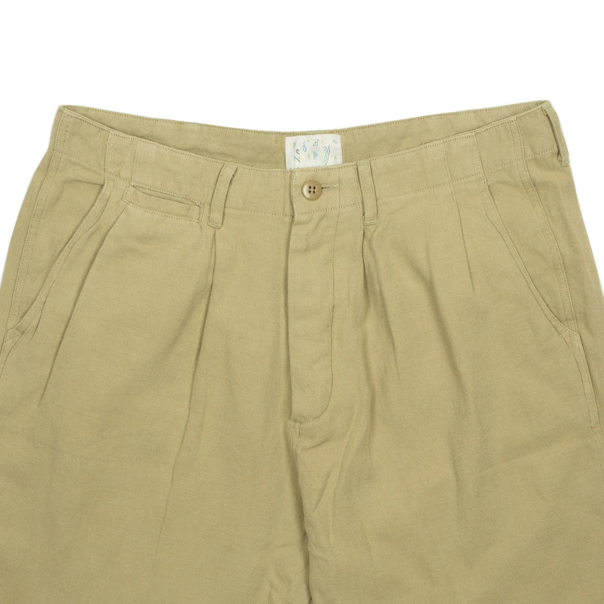 Military chino in camp khaki cotton and linen slub twill (restock)