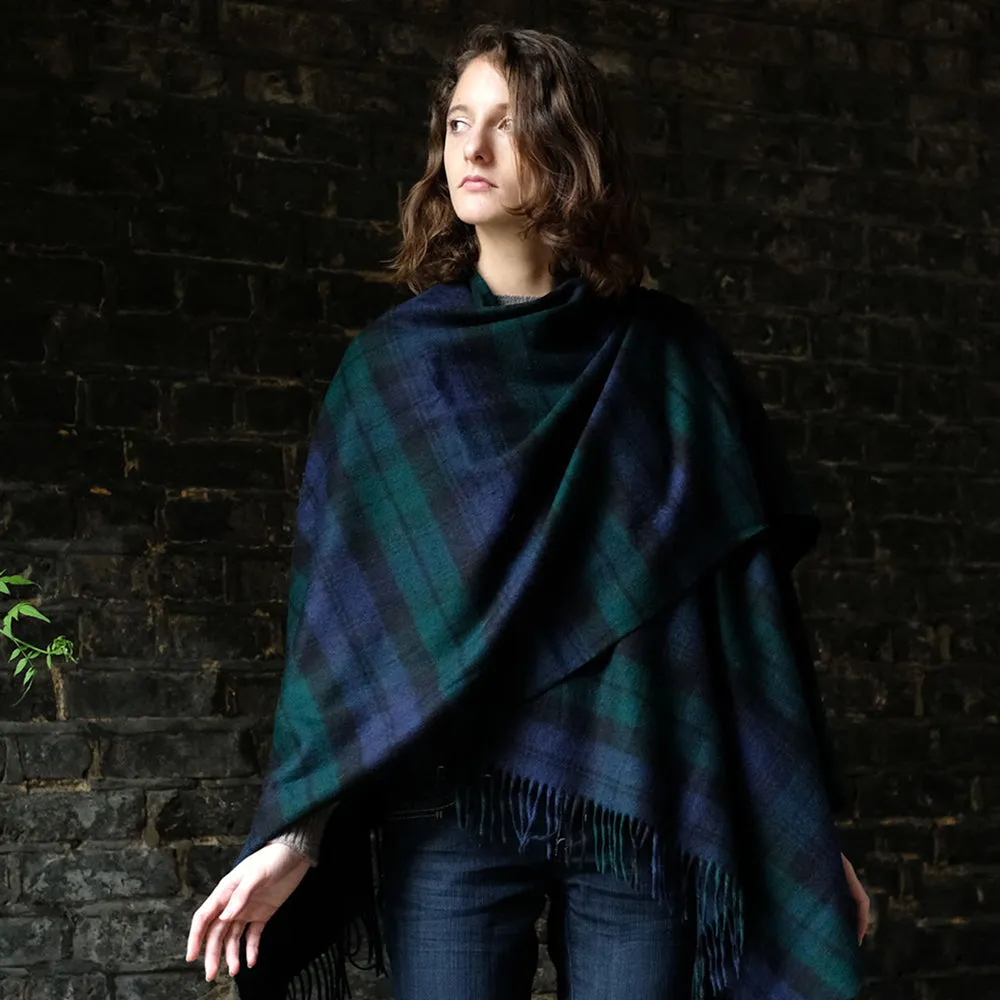 Mini Poncho in Black Watch Tartan