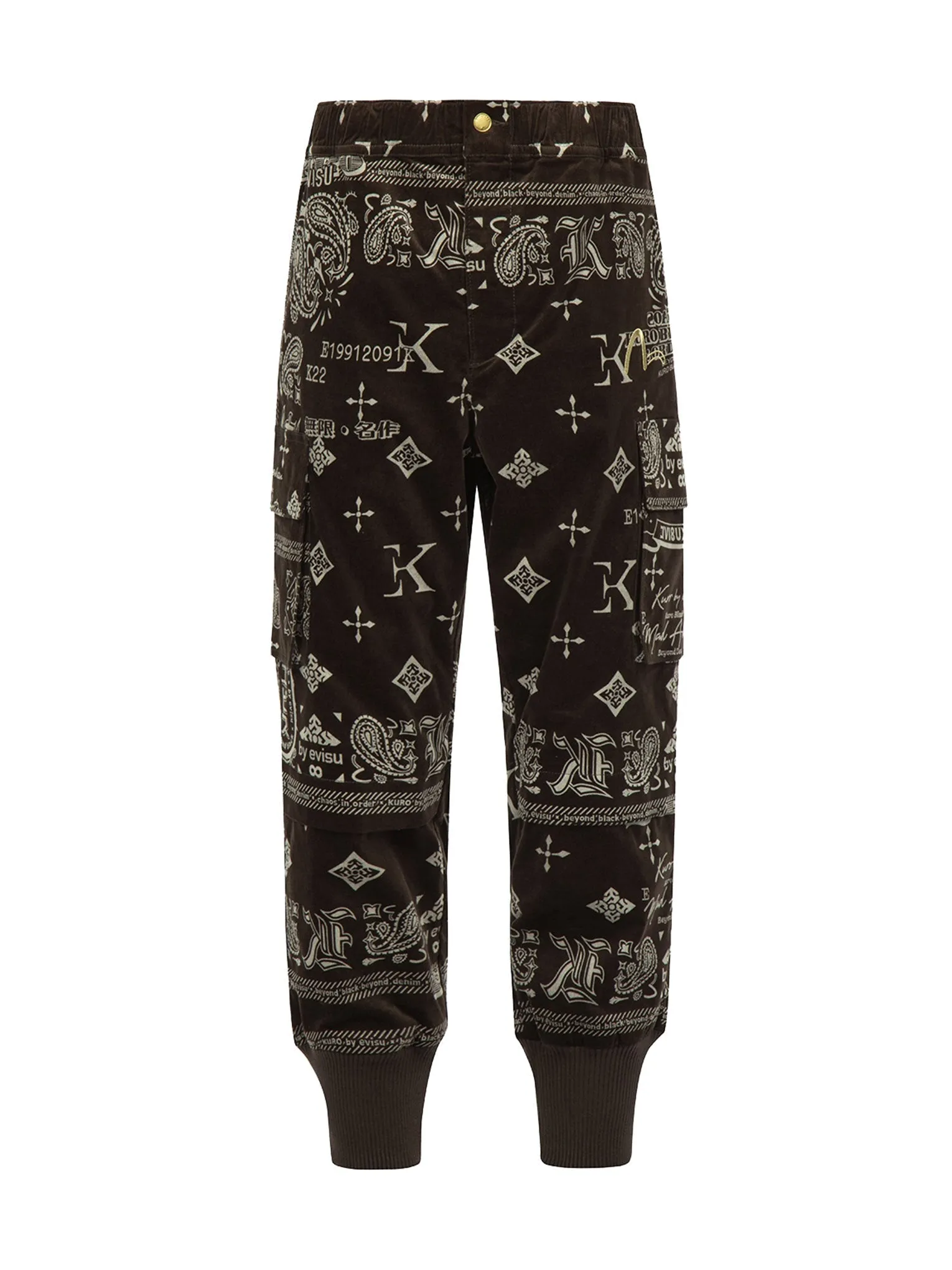 Monogram Paisley and Logo Print Velvet Joggers
