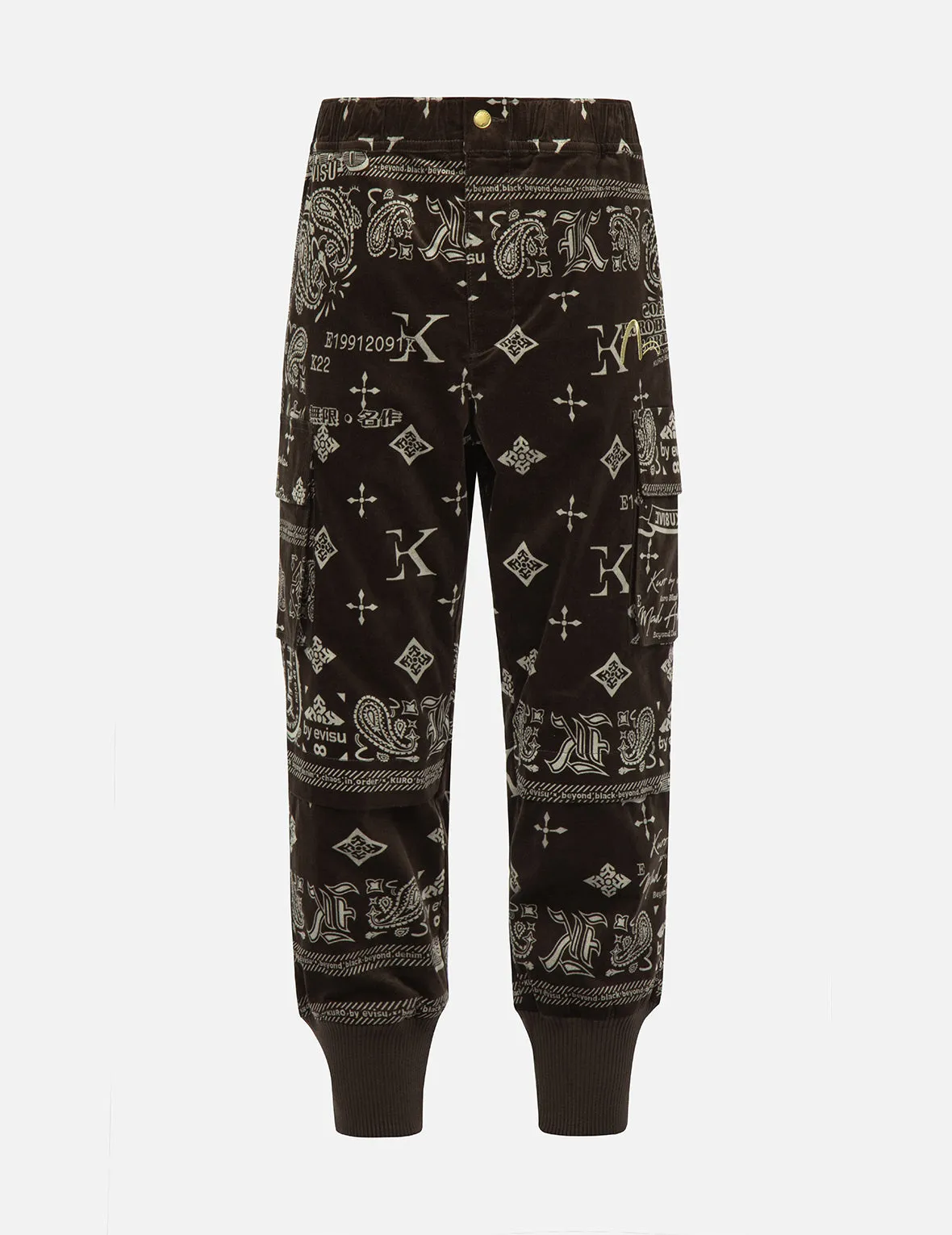 Monogram Paisley and Logo Print Velvet Joggers