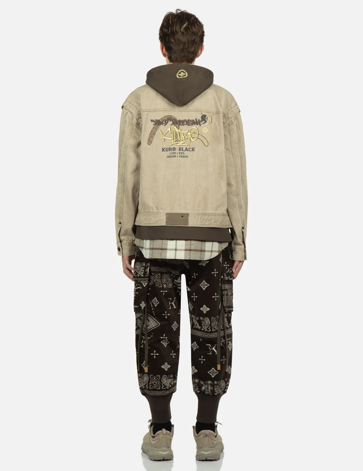 Monogram Paisley and Logo Print Velvet Joggers