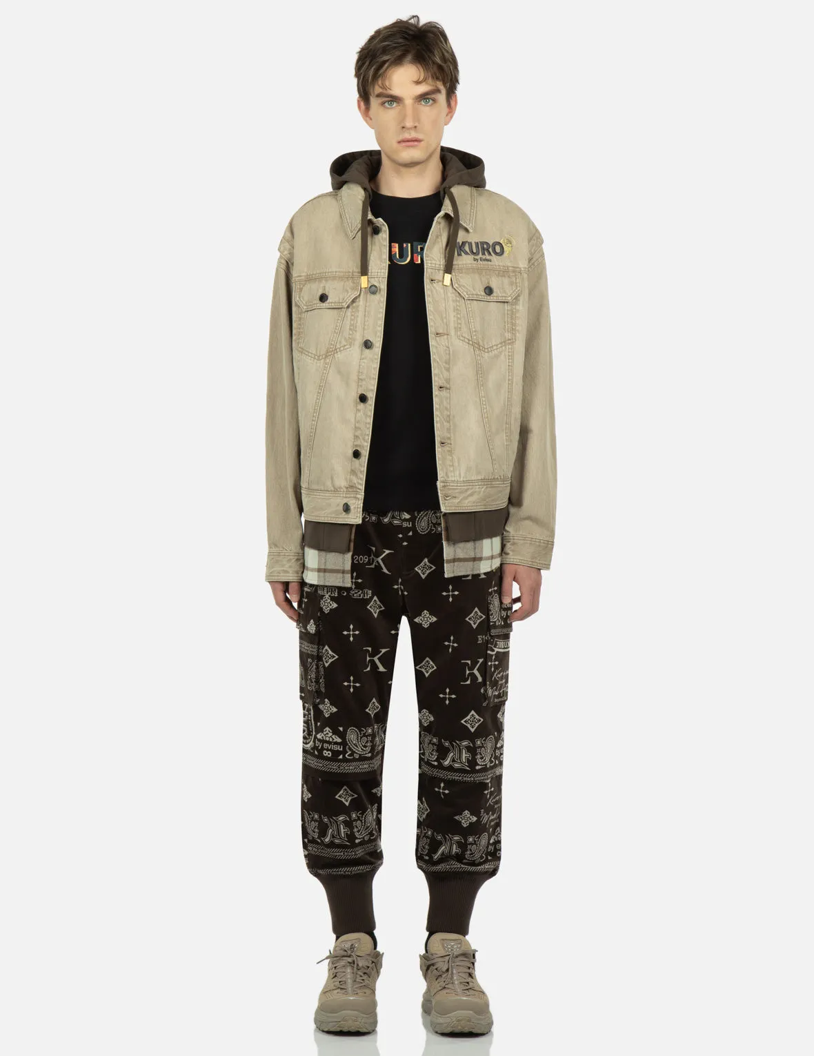 Monogram Paisley and Logo Print Velvet Joggers