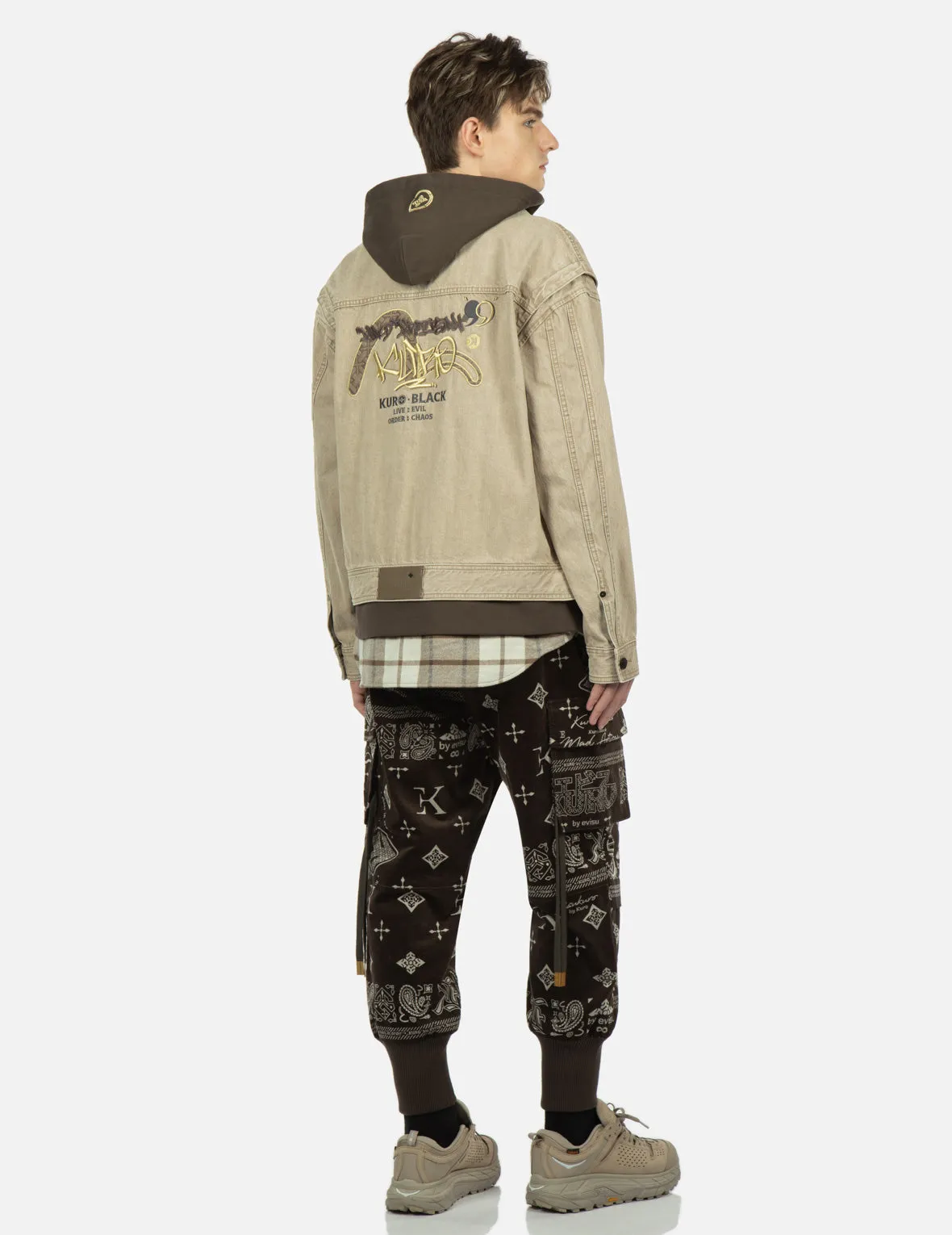 Monogram Paisley and Logo Print Velvet Joggers