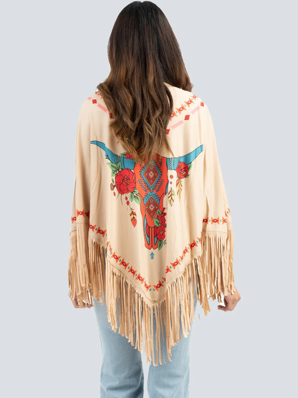 Montana West Steer Skull Collection Poncho