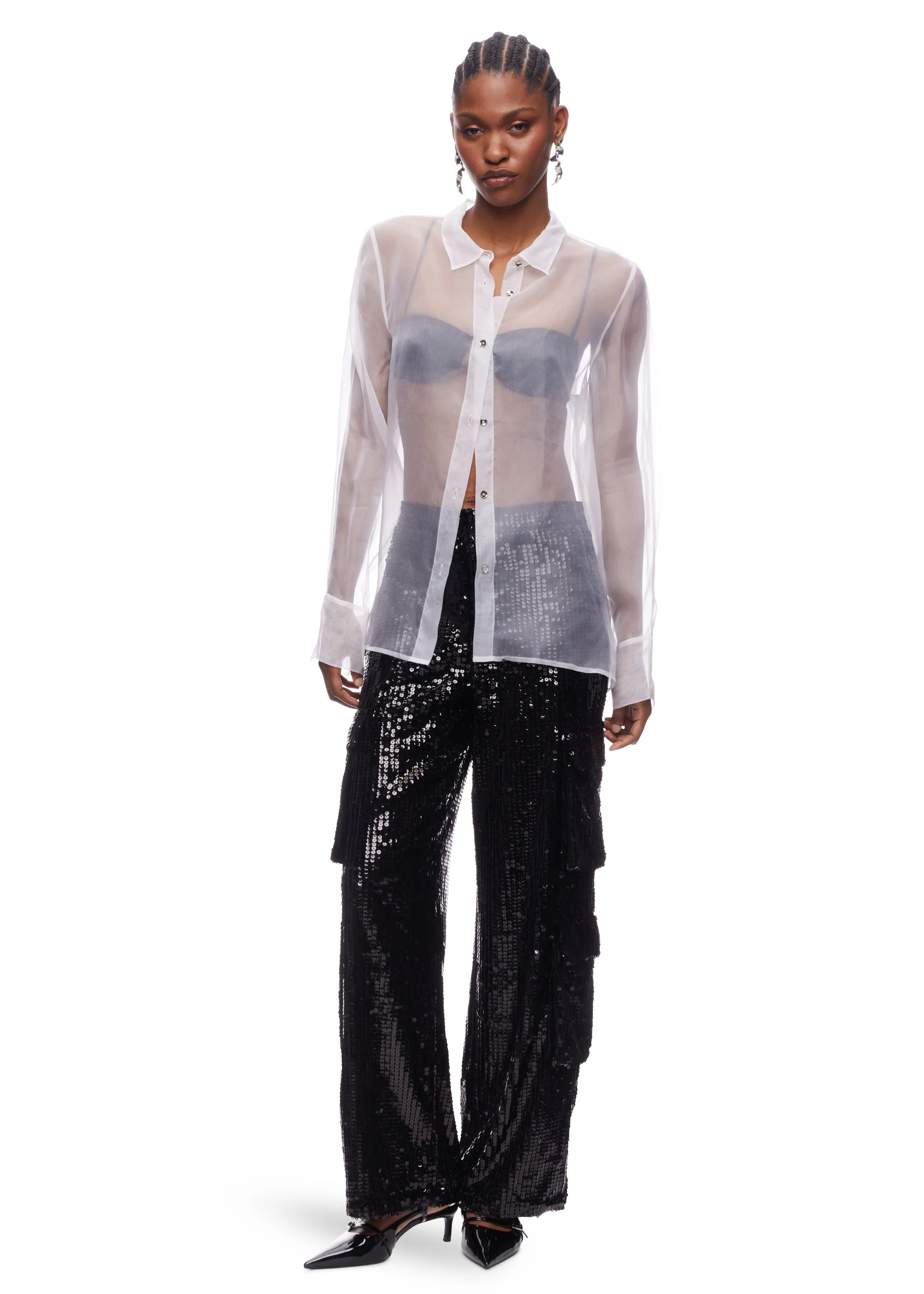 Moon River Sequin Sparkle Cargo Pant