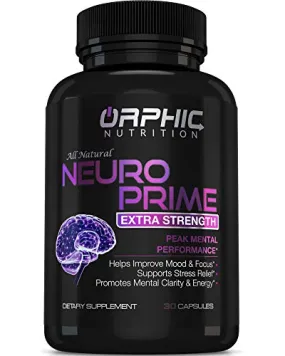 Neuro Prime Brain Booster Supplement - Memory, Focus, Alertness, Clarity & Concentration - Mental Performance Nootropic* - Ginkgo Biloba, St. Johns Wort, DMAE, L-Carnitine, Bacopa Monnieri Extract