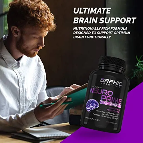 Neuro Prime Brain Booster Supplement - Memory, Focus, Alertness, Clarity & Concentration - Mental Performance Nootropic* - Ginkgo Biloba, St. Johns Wort, DMAE, L-Carnitine, Bacopa Monnieri Extract