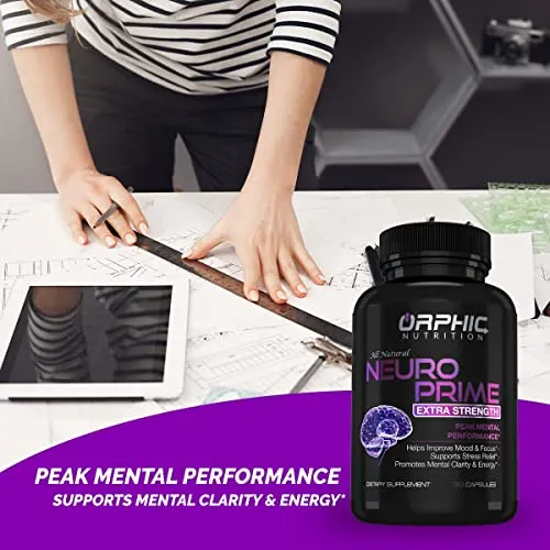 Neuro Prime Brain Booster Supplement - Memory, Focus, Alertness, Clarity & Concentration - Mental Performance Nootropic* - Ginkgo Biloba, St. Johns Wort, DMAE, L-Carnitine, Bacopa Monnieri Extract