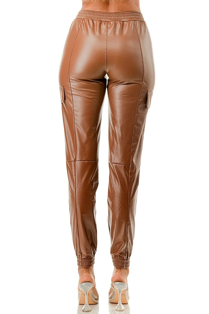 Nothing On Me Slim Fit Faux Leather Jogger (Fleece lined) - 2 colors