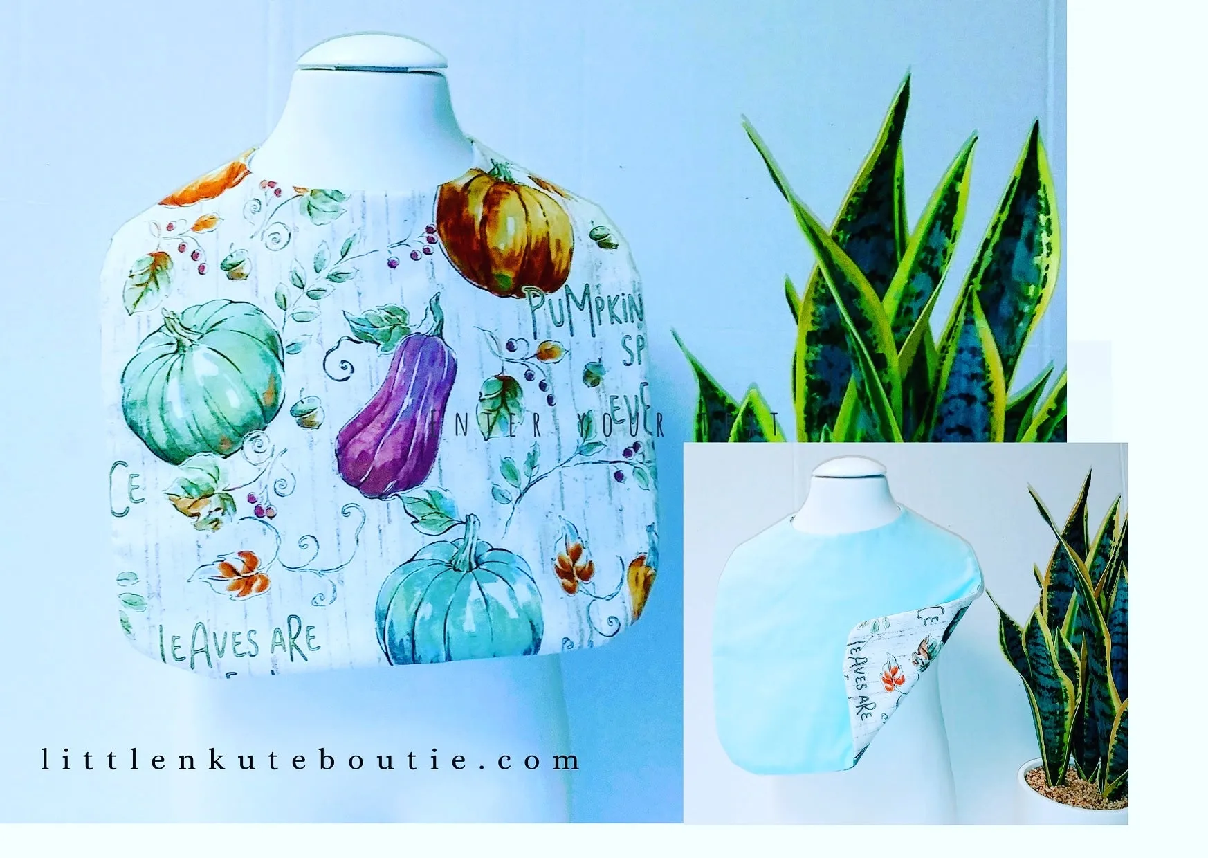 Pumpkin Baby Reversible Bib With Matching Burp Cloth Set