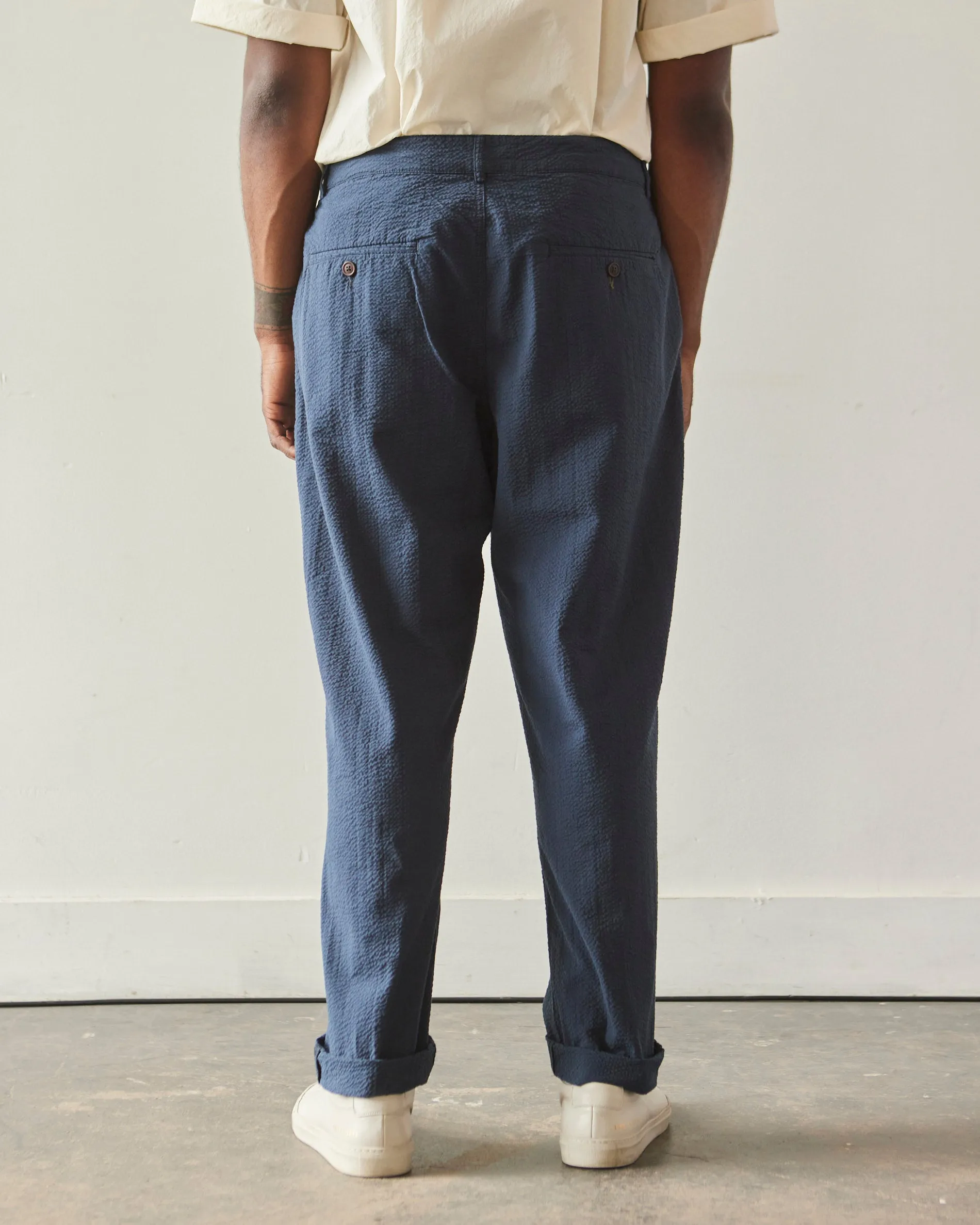 Universal Works Seersucker Military Chino, Navy