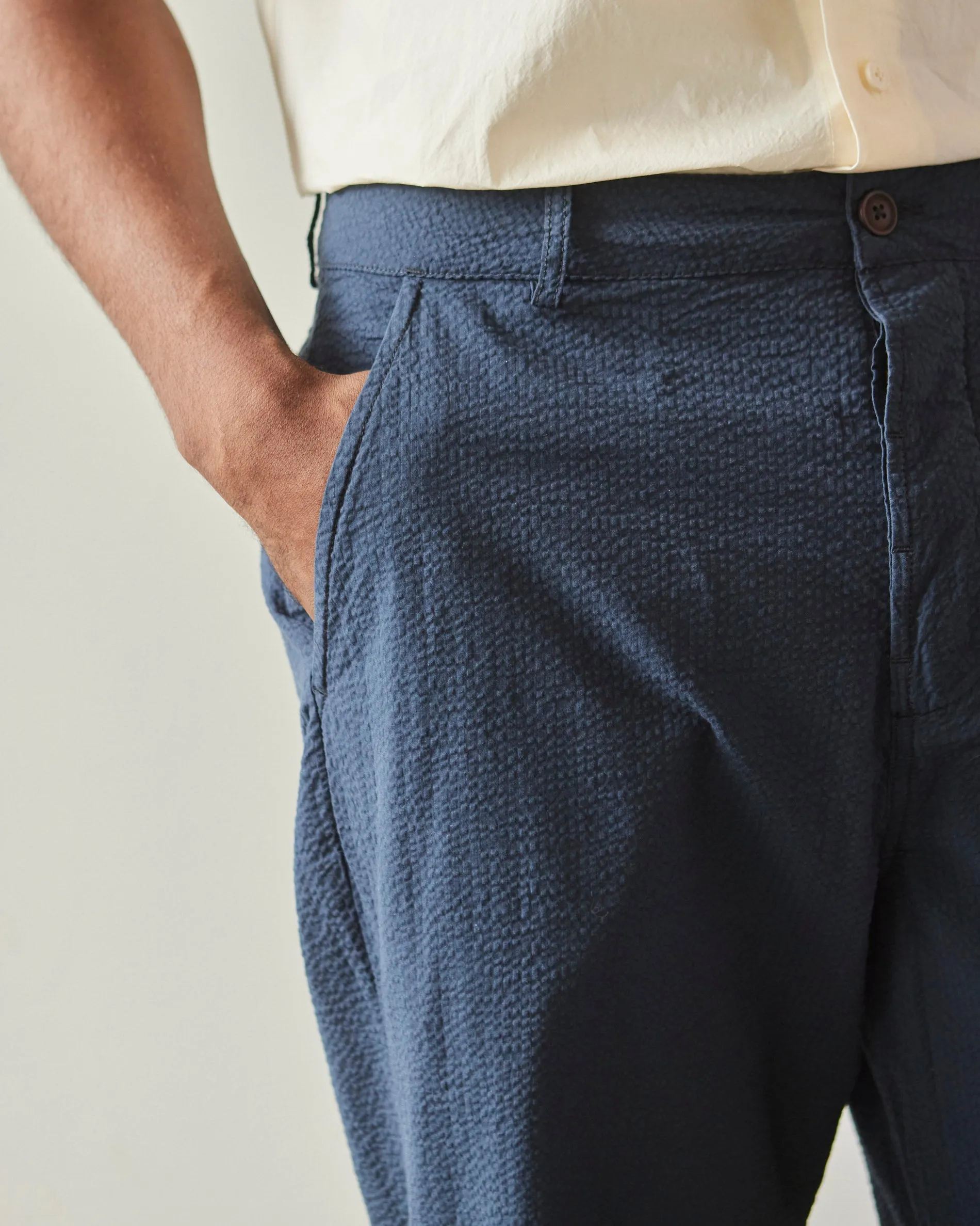 Universal Works Seersucker Military Chino, Navy