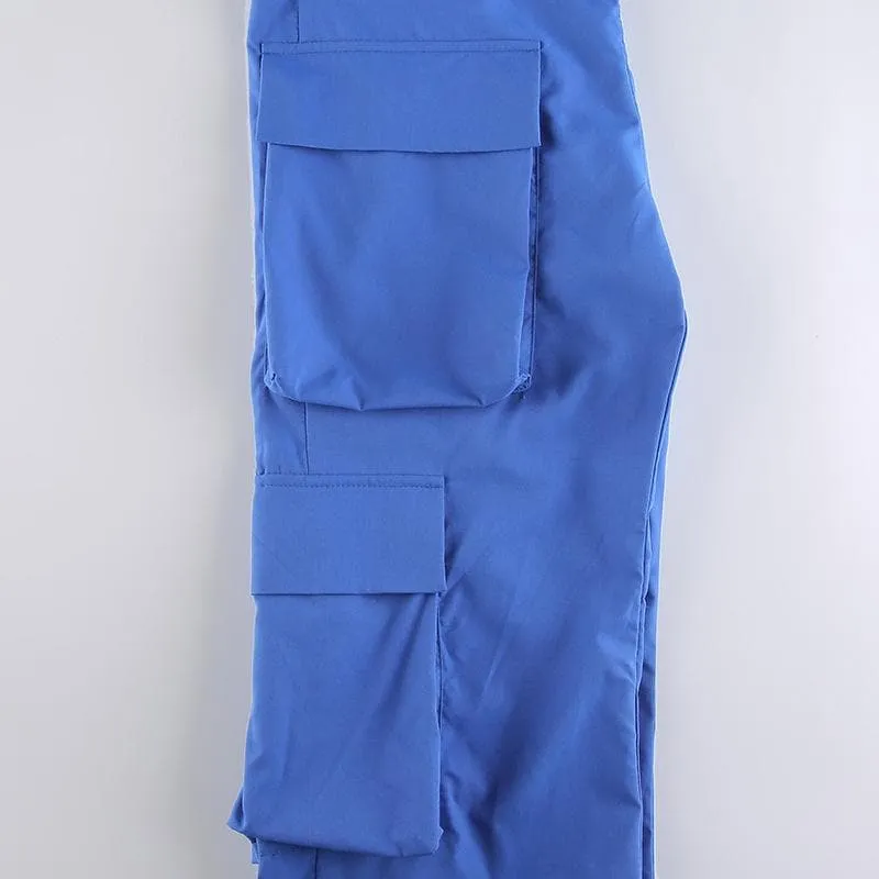 V waist pocket straight solid cargo pant