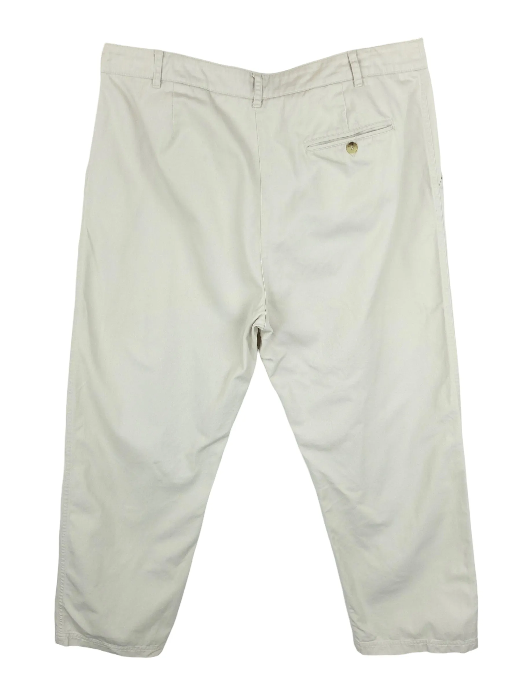 Vintage 2000s Y2K Minimalist Khaki Beige Relaxed Fit Capri Length Chino Trouser Pants | 36 Inch Waist