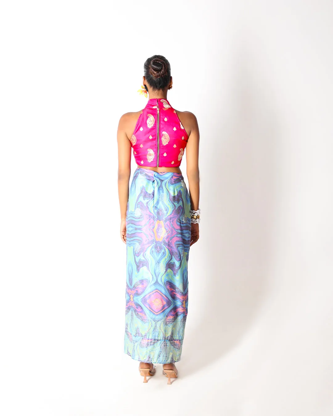 Vogue Holographic Silk Twist Knot Skirt