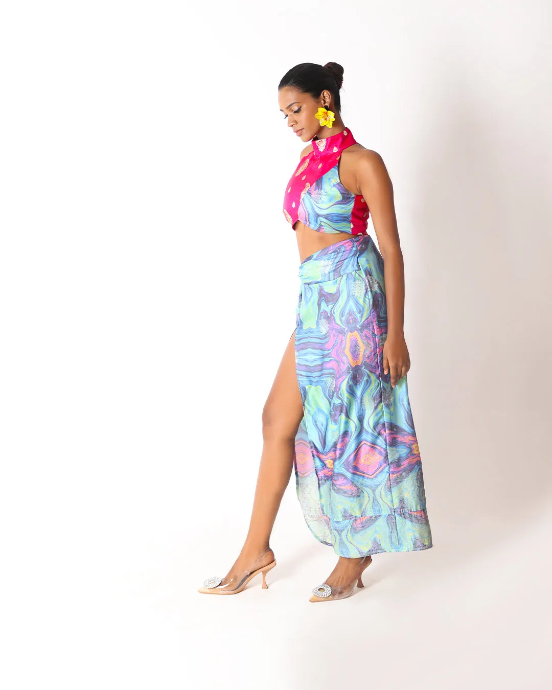 Vogue Holographic Silk Twist Knot Skirt