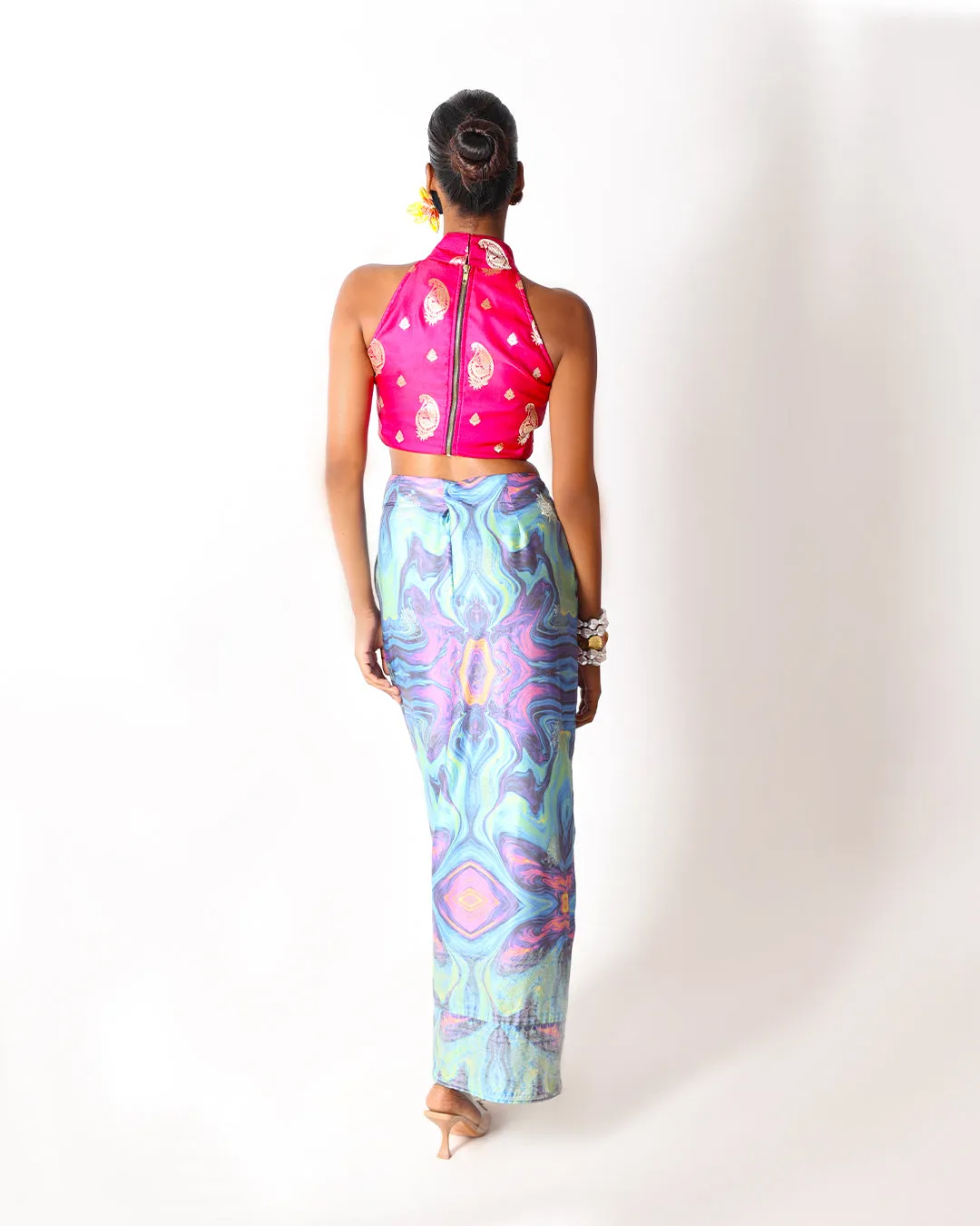 Vogue Holographic Silk Twist Knot Skirt