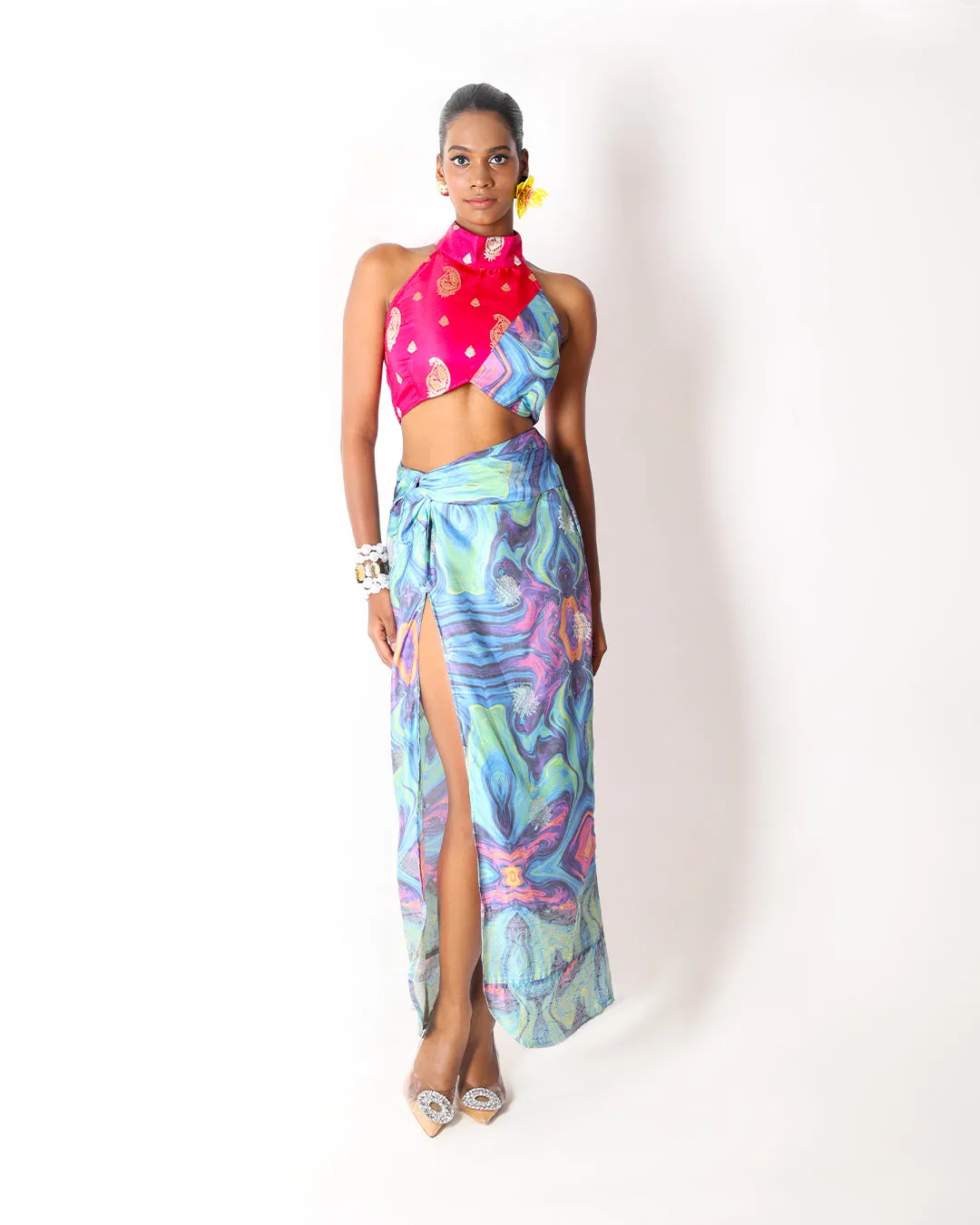 Vogue Holographic Silk Twist Knot Skirt