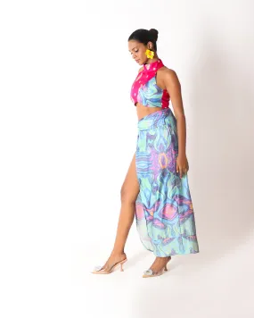 Vogue Holographic Silk Twist Knot Skirt