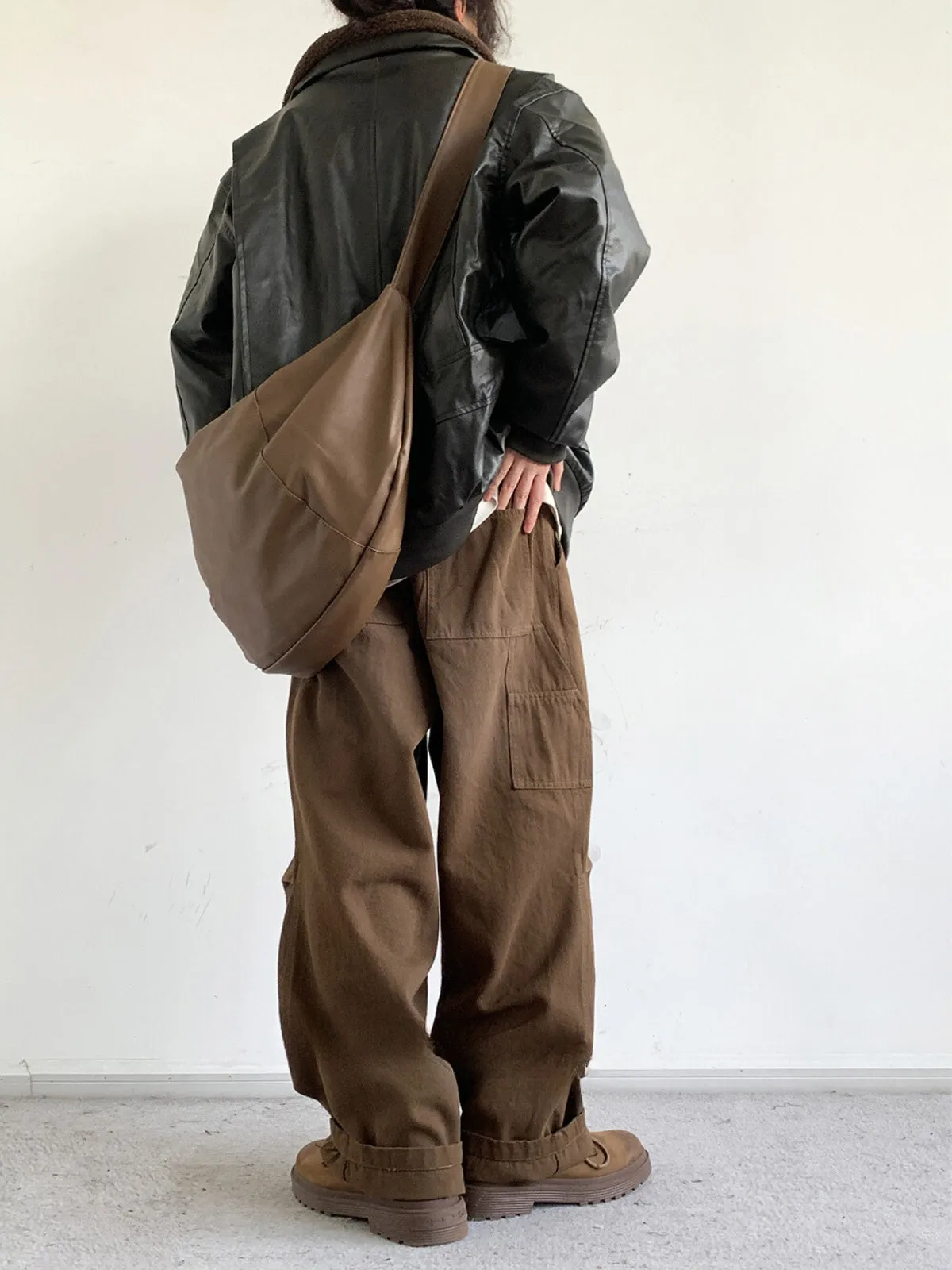 WLS Retro Brown Loose Trouser Pants