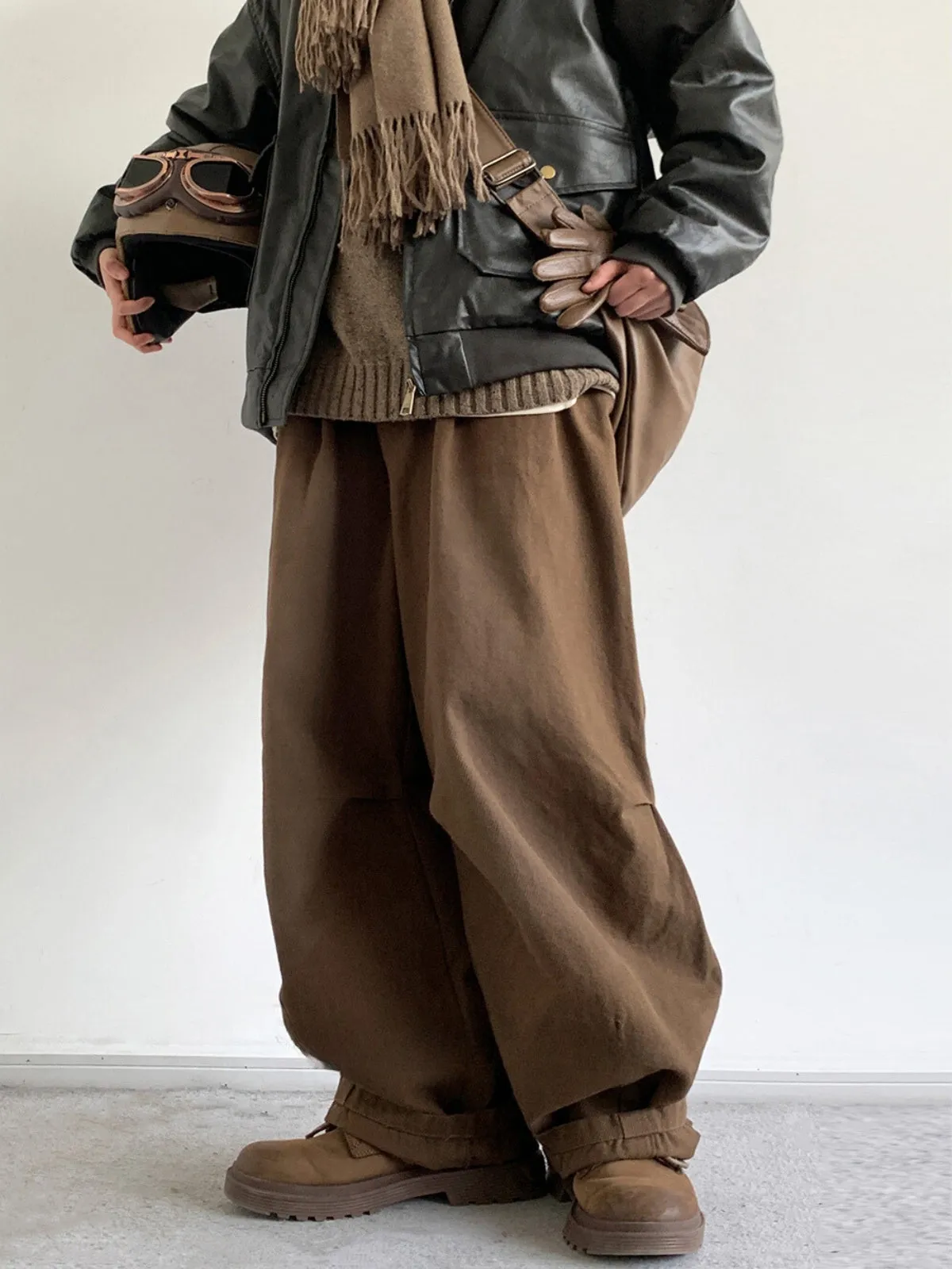 WLS Retro Brown Loose Trouser Pants