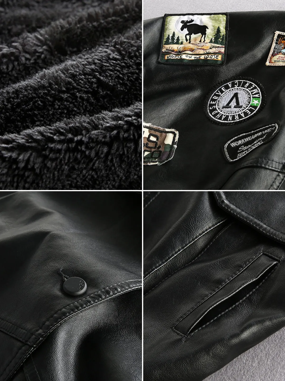 WLS Retro Loose Motorcycle Suit Embroidered Leather Jacket